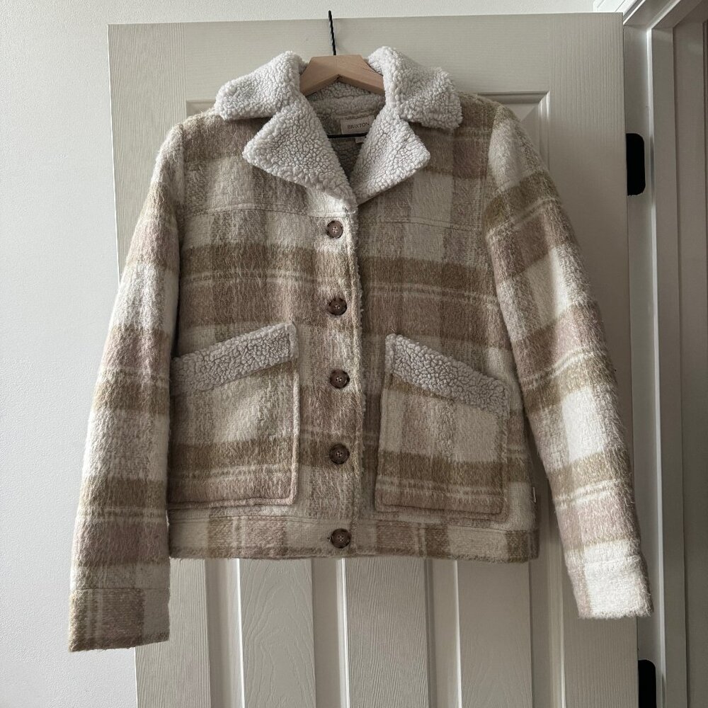 Brixton Women's Cream and Tan Fleece Coat